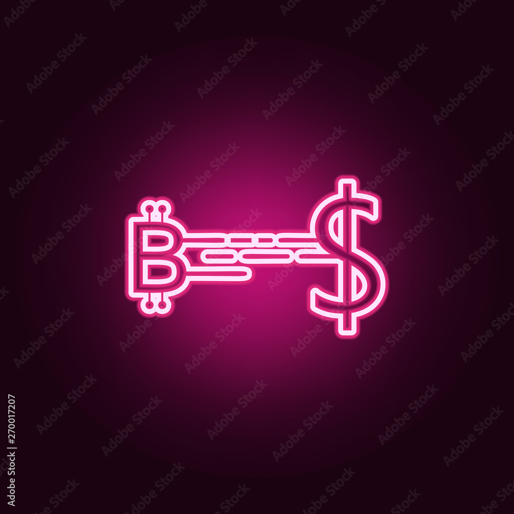 Poster financial transaction with crepto-currency neon icon. elements of web set. simple icon for websites,
