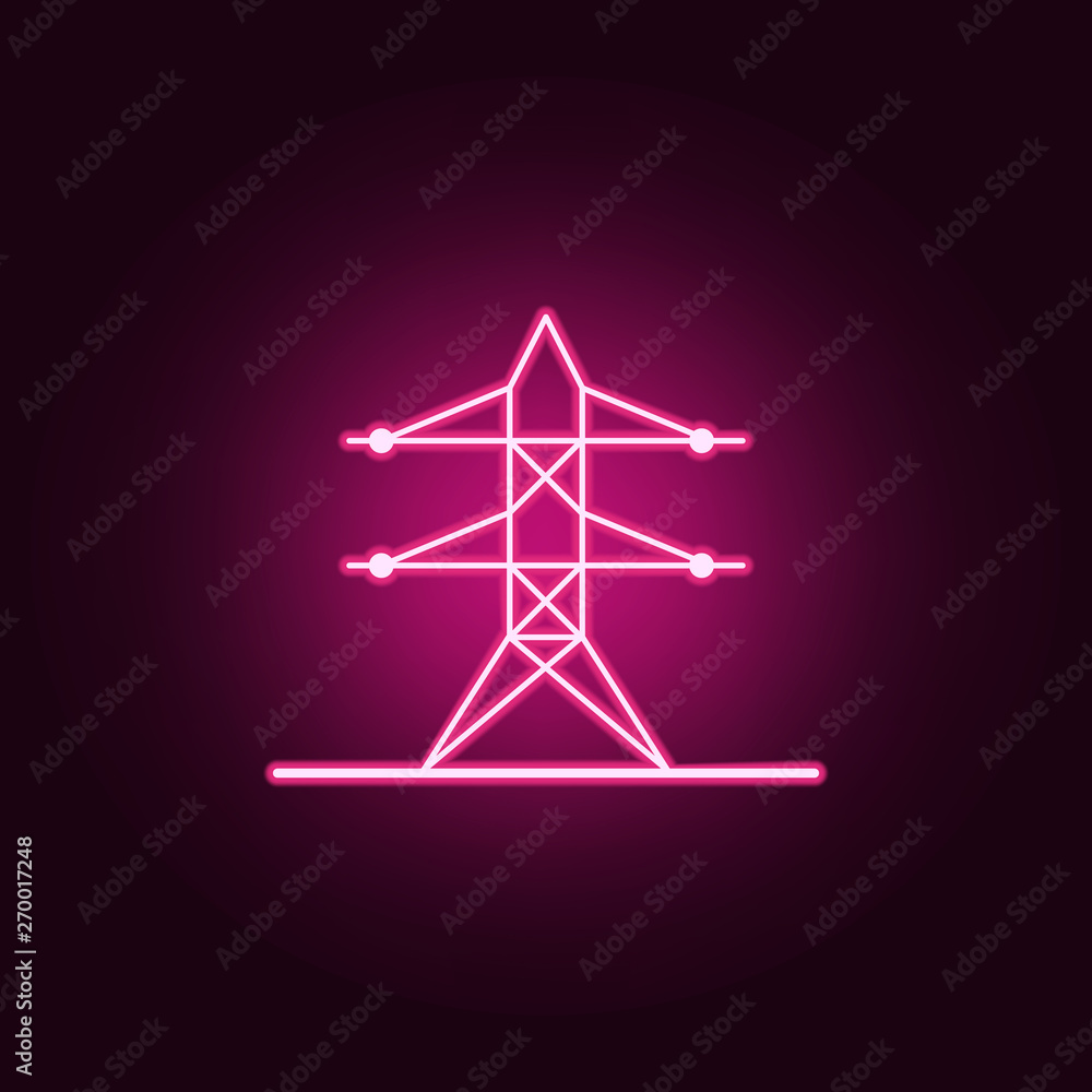 Poster high-voltage tower neon icon. elements of web set. simple icon for websites, web design, mobile app,