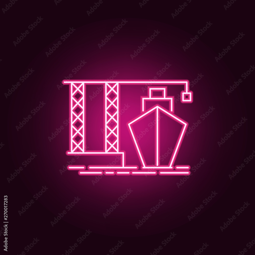 Poster ship loading neon icon. elements of web set. simple icon for websites, web design, mobile app, info 