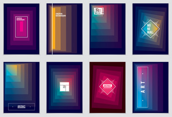 Minimal covers design. Vector set geometric abstract backgrounds collection. Design templates for flyers, booklets, greeting cards, invitations and advertising. A4 print format.