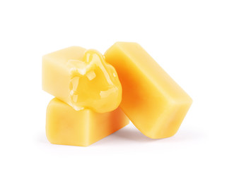 Toffee Caramel Candies Chunks Isolated White Background