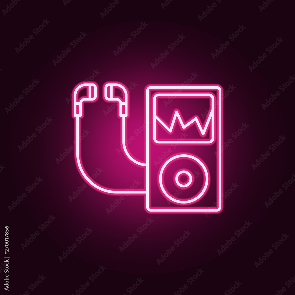 Poster music player neon icon. elements of web set. simple icon for websites, web design, mobile app, info 
