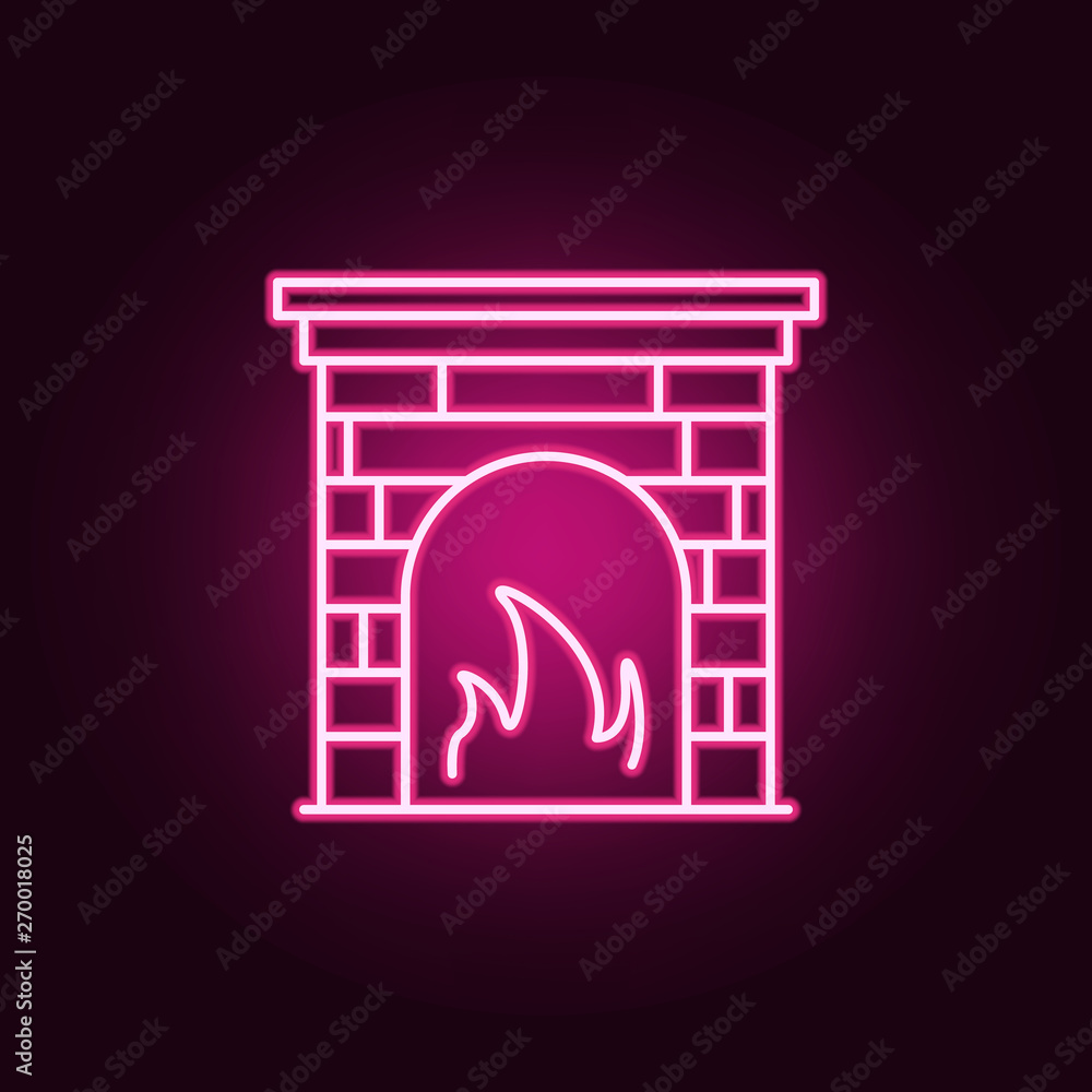Poster fireplace neon icon. elements of web set. simple icon for websites, web design, mobile app, info gra