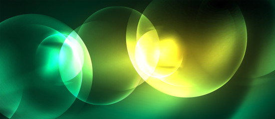 Neon glowing circles vector abstract background