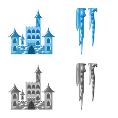 Vector design of texture  and frozen  logo. Collection of texture  and transparent  stock symbol for web.