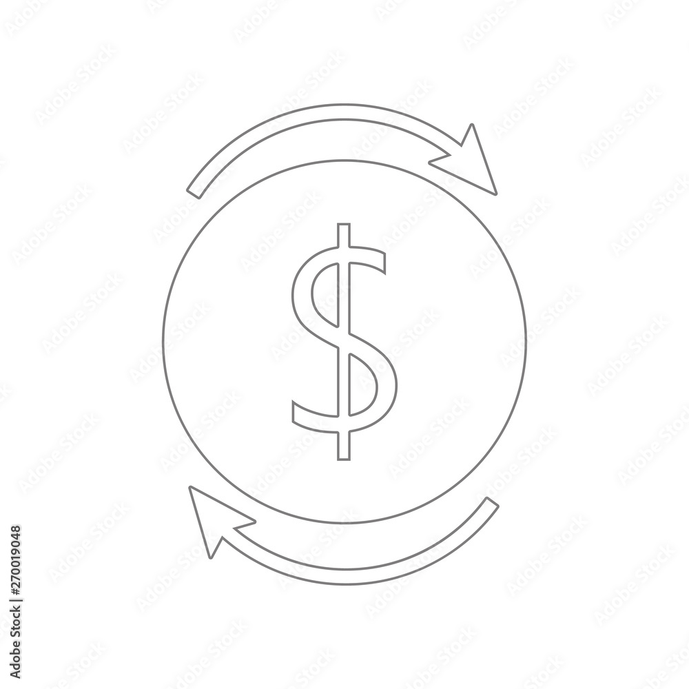 Poster two black round arrows with money icon. element of web for mobile concept and web apps icon. outline