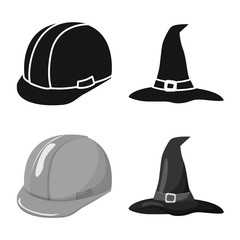 Fototapeta premium Isolated object of clothing and cap sign. Collection of clothing and beret stock vector illustration.