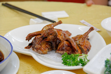 shiqi delicacy fried pigeon dish zhongshan guangdong china