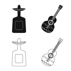 Vector illustration of cafe and Latin logo. Collection of cafe and national vector icon for stock.