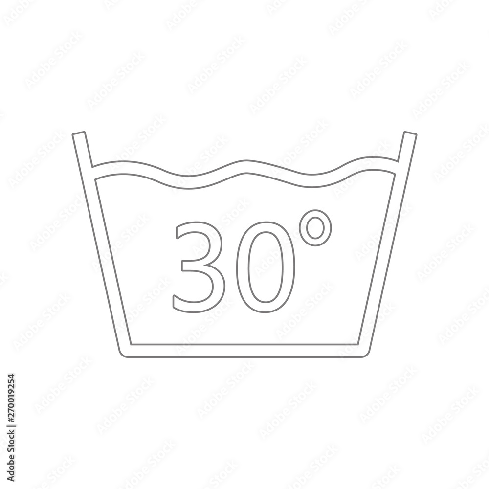 Poster delicate gentle 30 degrees washing laundry symbol line icon. element of web for mobile concept and w