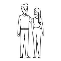 business couple avatars characters vector illustration