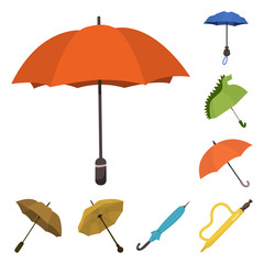 Vector illustration of umbrella and rain logo. Set of umbrella and weather stock symbol for web.