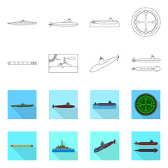 Vector design of war  and ship symbol. Set of war  and fleet vector icon for stock.