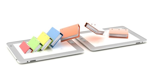 Tablet computer (documents folder).3-d Illustration.