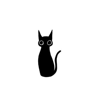 Funny minimalistic cat drawing vector illustration