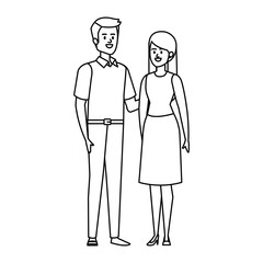 business couple avatars characters vector illustration