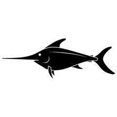 Vector illustration of Swordfish (Xiphias gladius) fish isolated on white background.