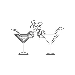 cocktail with hearts icon. Element of valentine's day, wedding for mobile concept and web apps icon. Outline, thin line icon for website design and development, app development