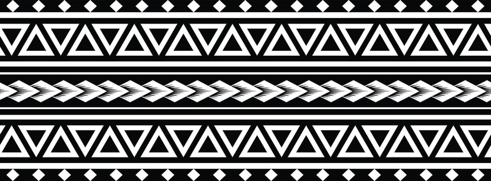 Polynesian Maori Tattoo tribal pattern bracelet, polynesian ornamental  border design seamless vector