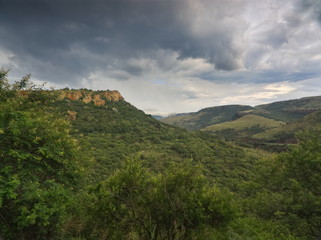 Fototapeta na wymiar Scenic view in South African mountains on a cloudy day