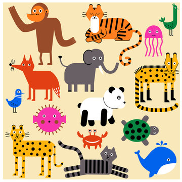 Animal pattern flat illustration seamless design
