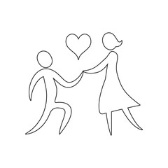 a loving couple holds a heart icon. Element of valentine's day, wedding for mobile concept and web apps icon. Outline, thin line icon for website design and development