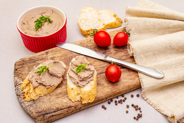 Fototapeta na wymiar Chicken liver pate with butter.