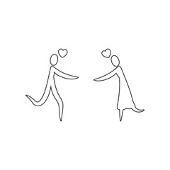 loving couple with heart icon. Element of valentine's day, wedding for mobile concept and web apps icon. Outline, thin line icon for website design and development, app development