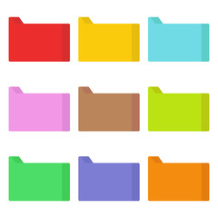 Multi Colored blank tabbed file folders. Set of folders. White background. Vector illustration. EPS 10.