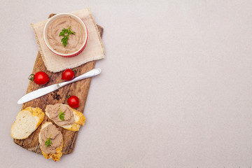 Chicken liver pate with butter.