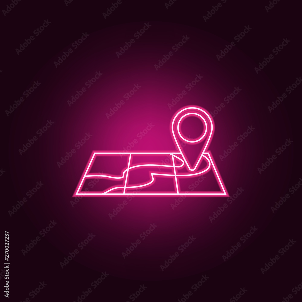 Poster point on map neon icon. elements of turizm set. simple icon for websites, web design, mobile app, in
