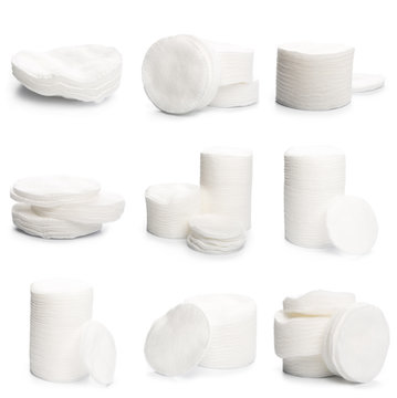 Set of Cotton pads isolated on white background