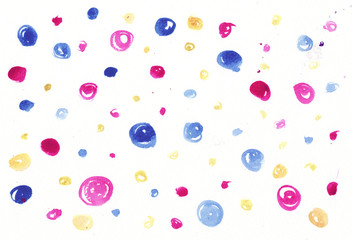 hand drawn watercolor abstract spotted background with dots and bubbles