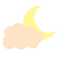 Moon and cloud flat illustration on white