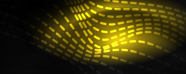 Fototapeta premium Smoky glowing waves in the dark. Dark abstract background with neon color light and wavy lines. Vector