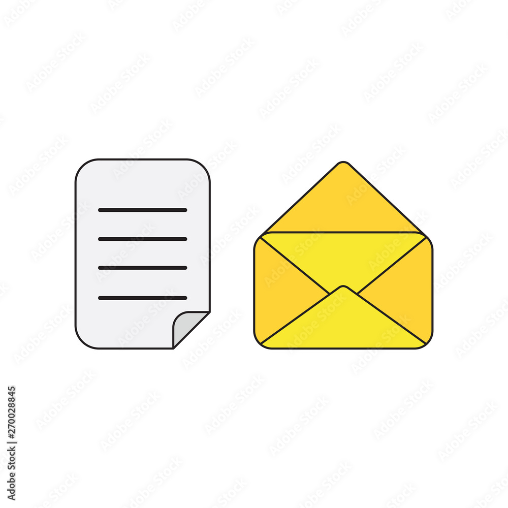 Poster vector icon concept of written paper with opened envelope.