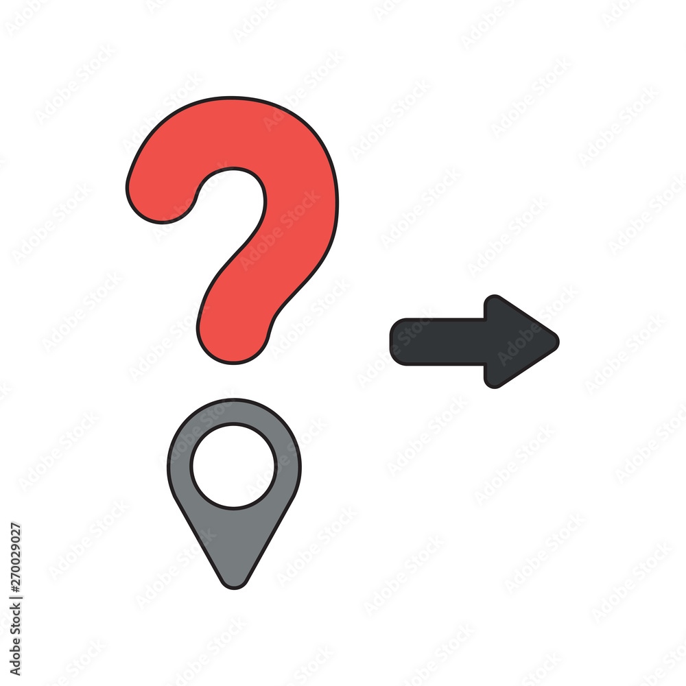 Aufkleber vector icon concept of question mark and map pointer.