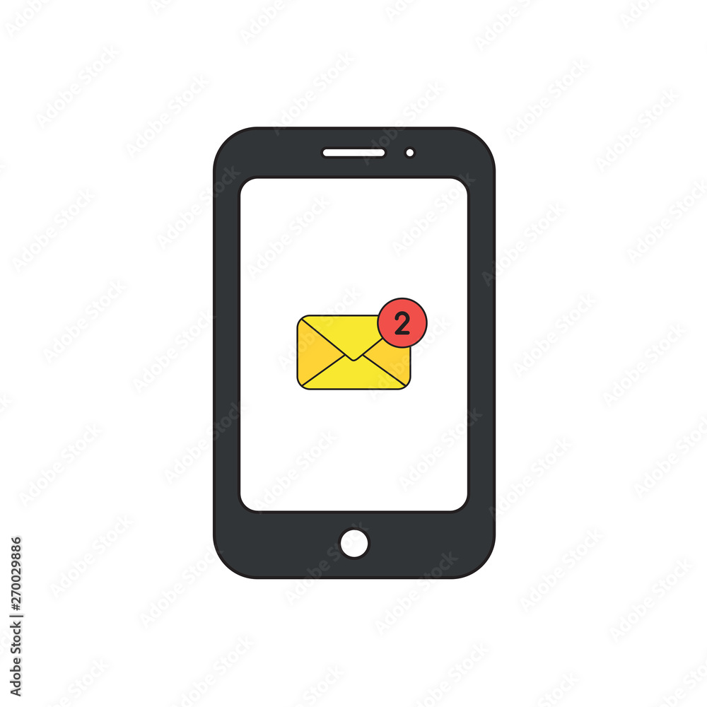 Aufkleber vector icon concept of envelope with number two inside smartphone.