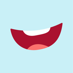Smile Icon. Mouth concept represented by smile. April Fool's Day. Blue background. Vector illustration. EPS 10.