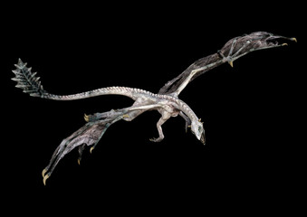 3D Rendering Fairy Tale Dragon on Black