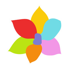 Flower. Multi Colored flower petals. Flower icon. Vector illustration. White background. EPS 10