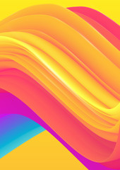 Abstract 3d vector cover. Liquid texture, fluid gradient wave. Memphis background. Futuristic poster. Square template for banner, brochure, flyer, poster for partie and festival.3. Eps 10