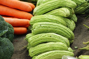 Bitter melon gourd for cooking in market