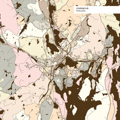 Map of Jyvaskyla Finland, art map print template