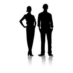 Silhouettes of man and woman