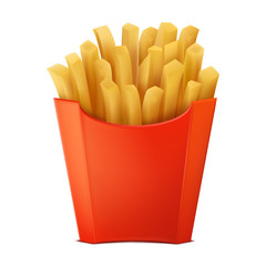 Realistic drawing french fries in the box