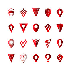 Location pointer icons set for maps, gps and navigation on white background. Vector illustration