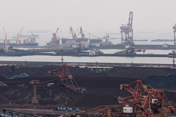 Fototapeta na wymiar aerial view of an industrial oil port