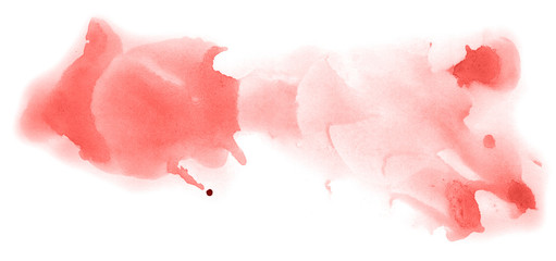 Abstract watercolor background hand-drawn on paper. Volumetric smoke elements. Red color. For design, web, card, text, decoration, surfaces.