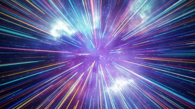 Hyper jump flight in space. Computer generated abstract motion background. Seamless loop 3D render animation